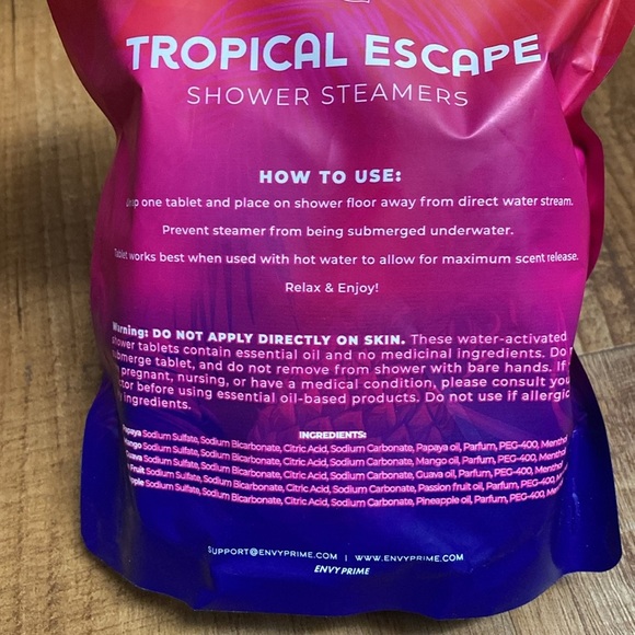 Envy prime Shower steamers Tropical escape 15 shower tablets.  New Sealed - Picture 3 of 4